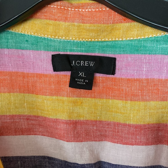 J Crew linen popover shirt in rainbow colors 🌈 - Picture 2 of 6